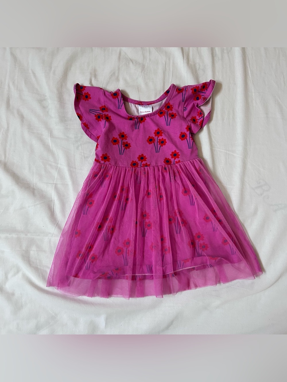 Hanna andersson pink floral tie low dress size 2T
